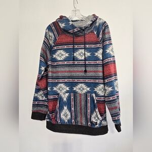 Tribal Aztec Pullover Hoodie Men's Size Large BKE Lightweight Hoody Cozy Pocket